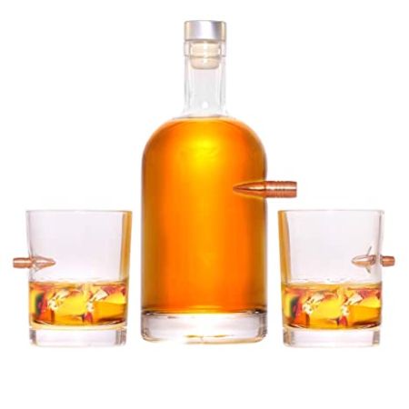 LUCKY SHOT Bullet Decanter Glass Bottle 50 CAL